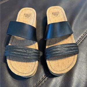 Reef Black Leather Sandals